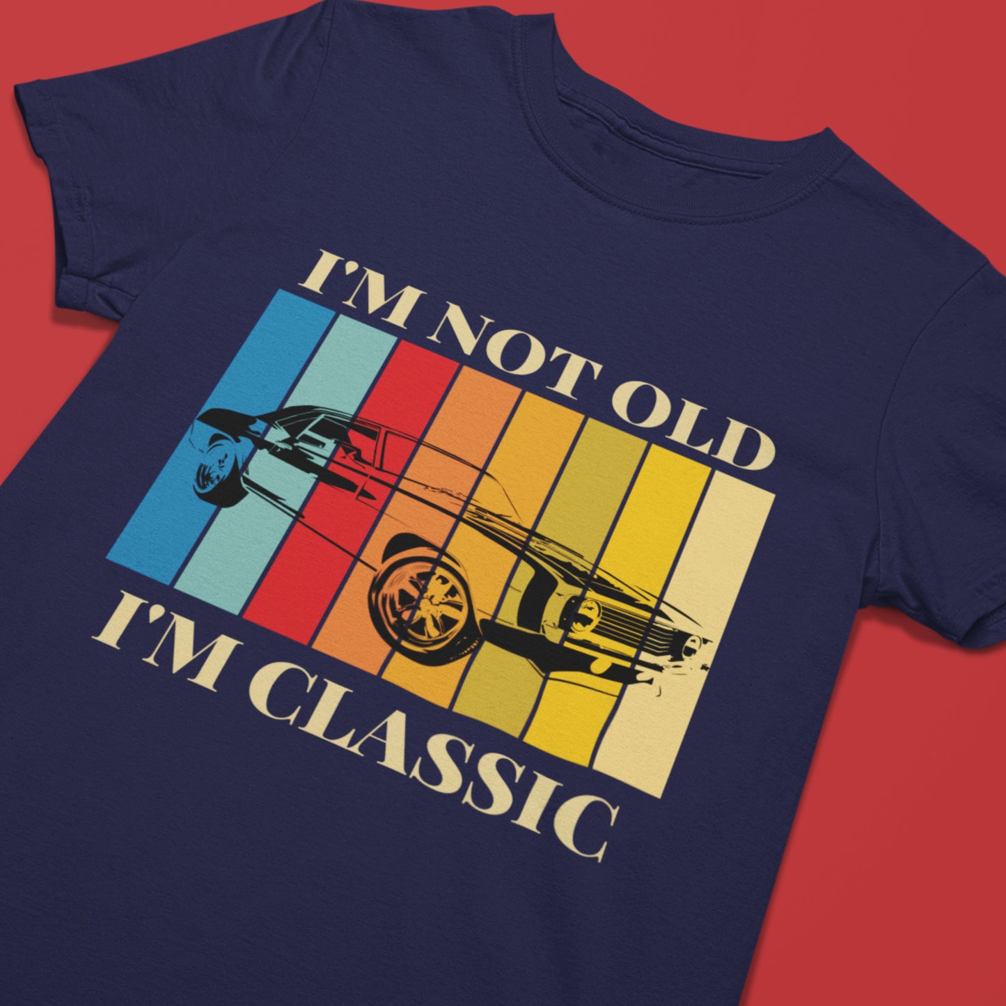 Navy Blue Vintage Car Unisex TShirt