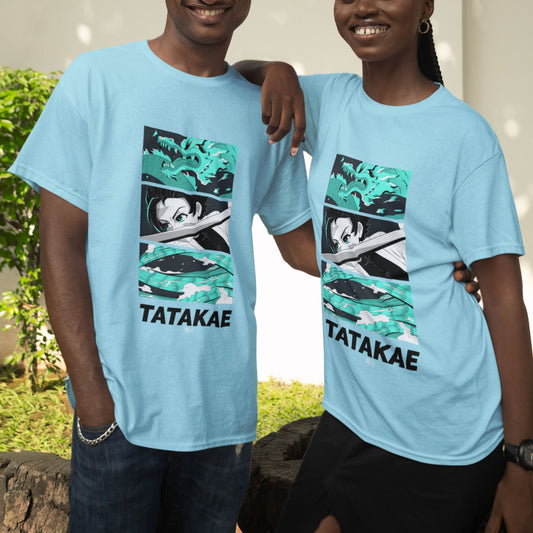 Anime Inspired Cyan Oversized TShirt | Tatake Design.