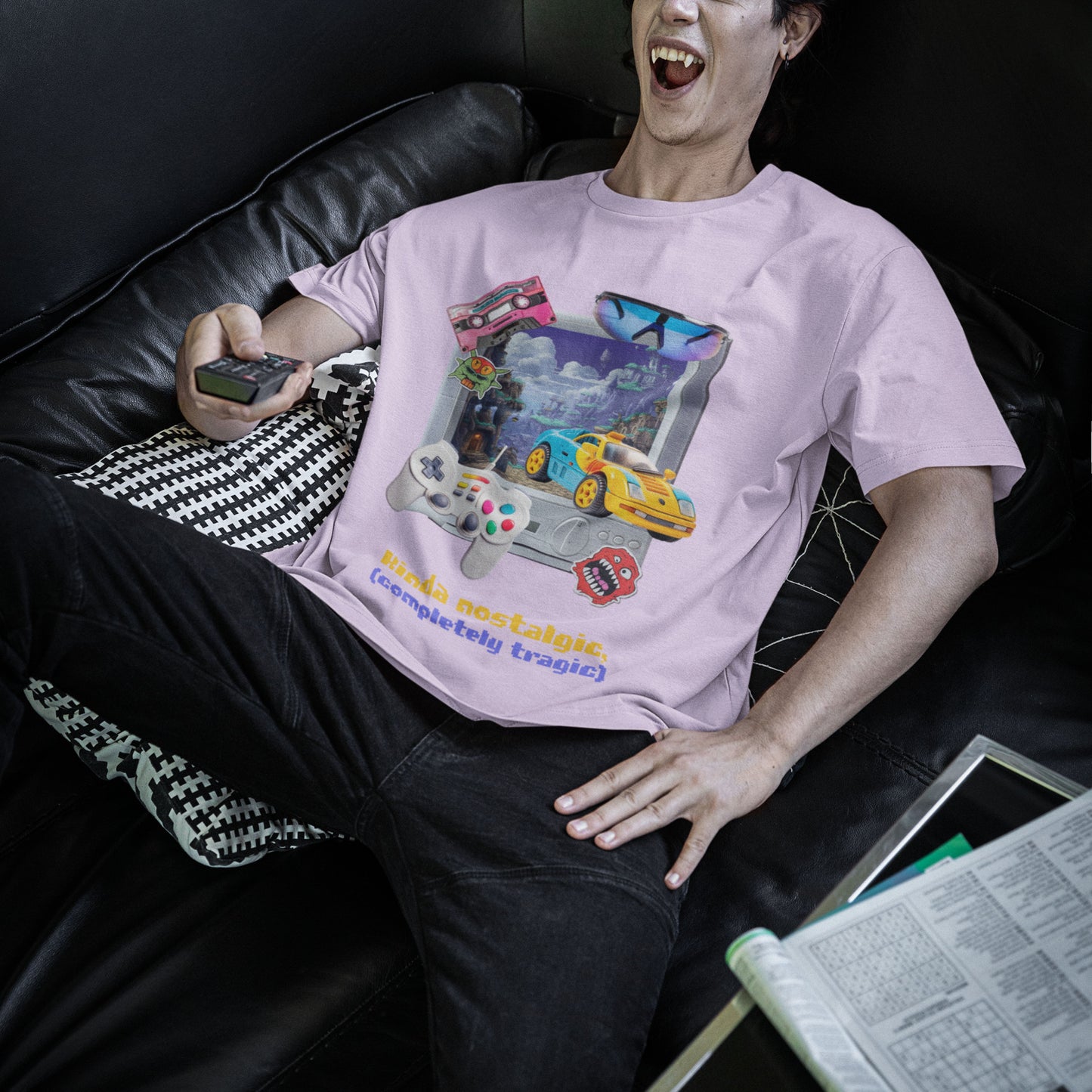 Baby Pink Nostalgic Oversized T-Shirt | Childhood Y2K Style.