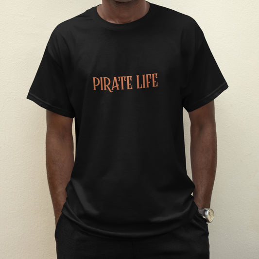 Front view of Black Pirate Life Oversized T-Shirt with bold anime illustrations.
