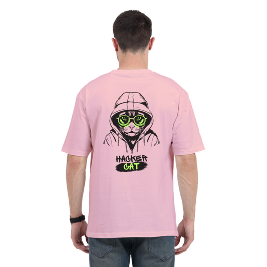 Baby Pink Hacker Cat Oversized TShirt