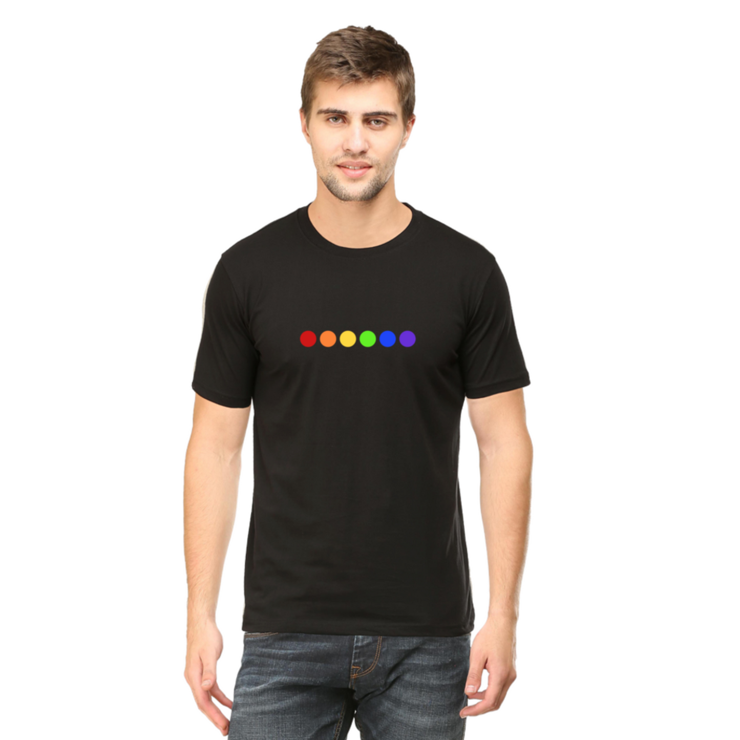 Black Colored Happy Pride Rainbow T-Shirt