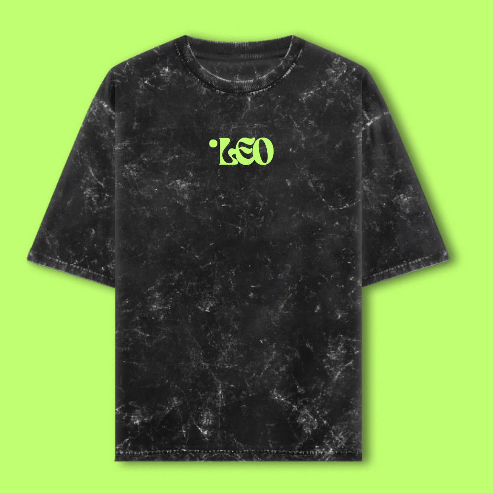 Leo Zodiac Text Tshirt | Zodiac Series Unisex Acid Washed TShirt