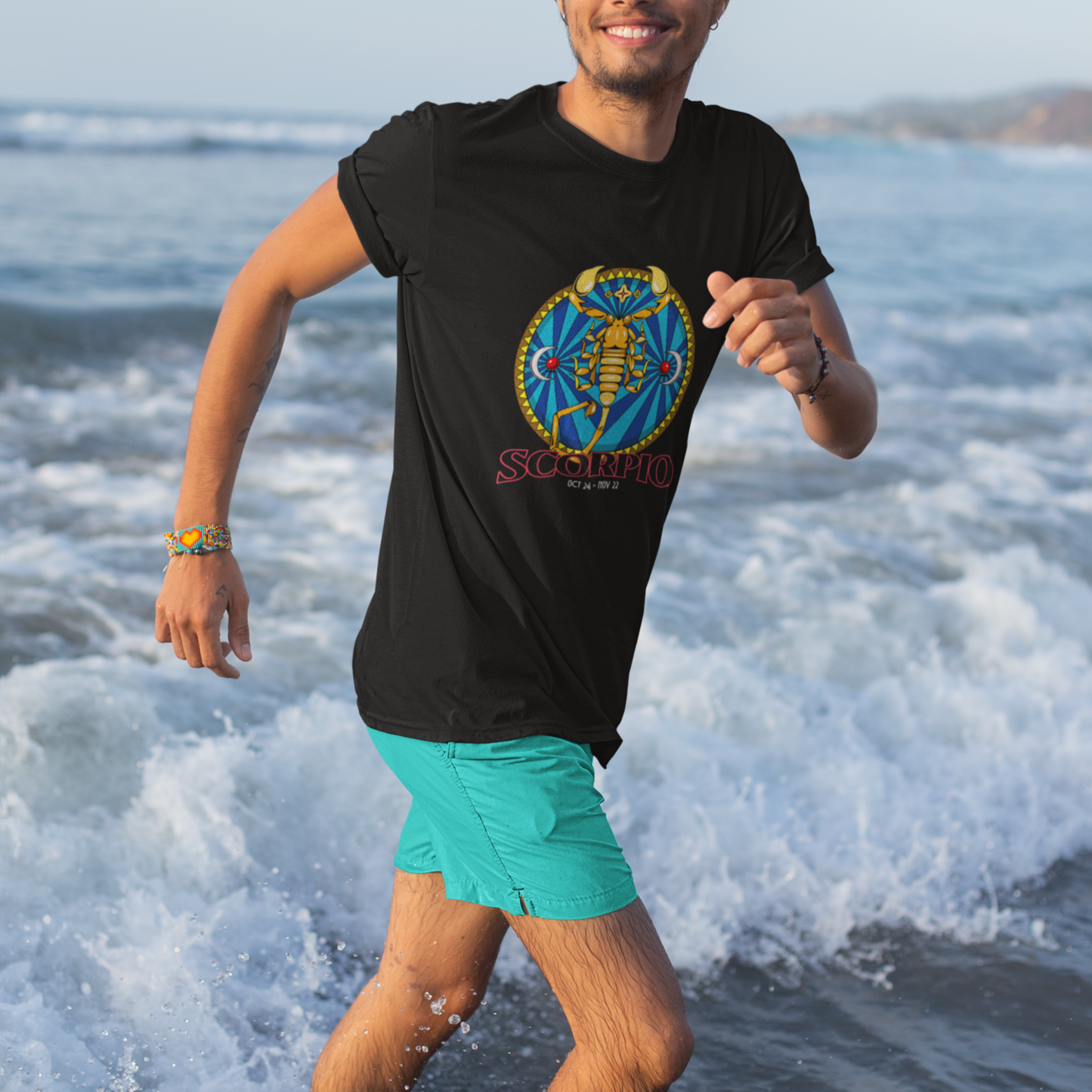 Men's Black Pisces Horoscope T-shirt