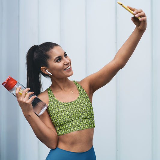 Neon Patterned Sports Bra, ideal for workouts and casual wear.