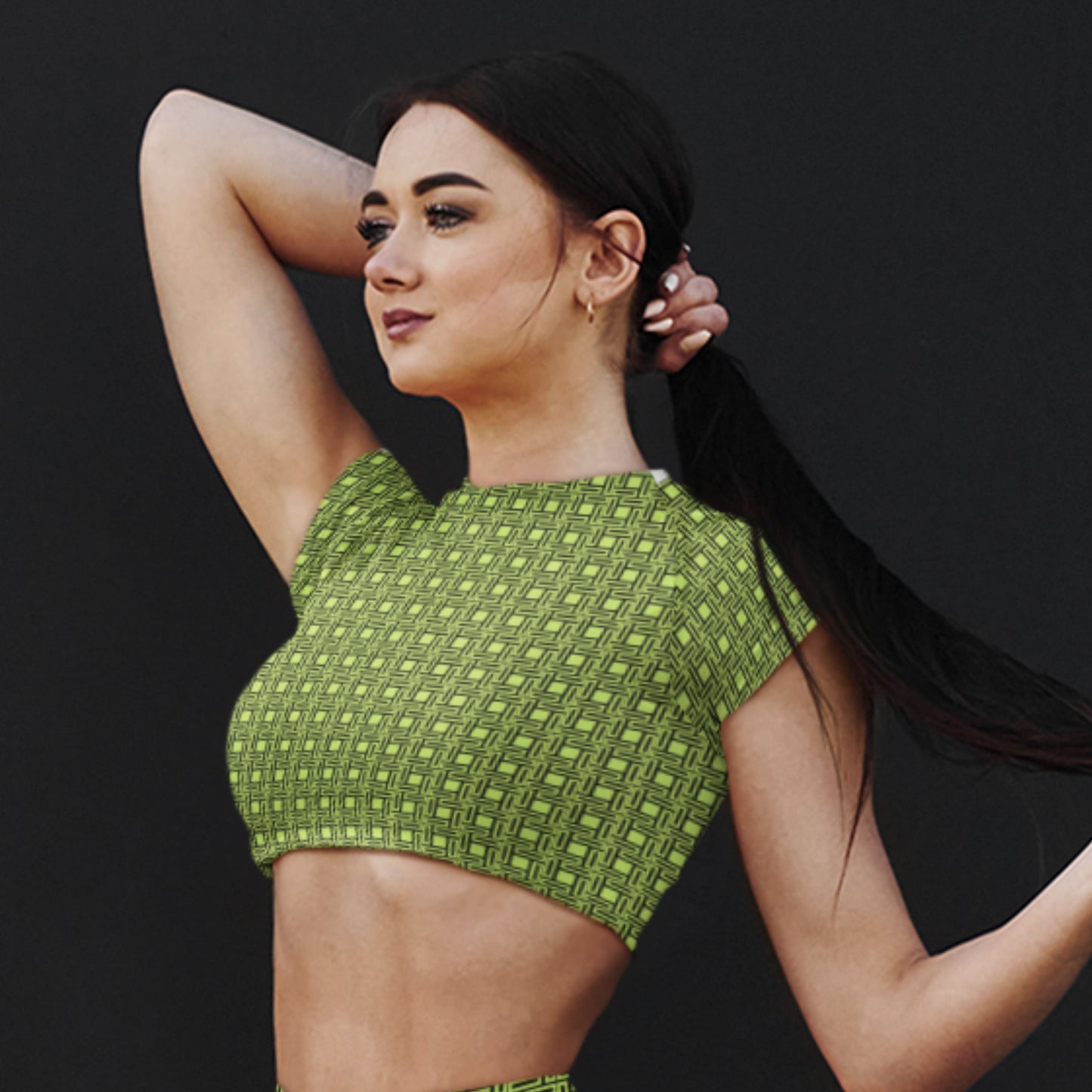 Trendy Neon Pattern Crop Top for women, ideal for adding a pop of color to your wardrobe.