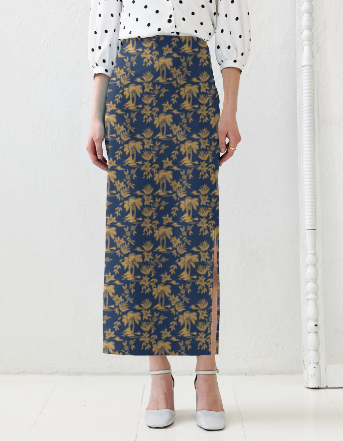 Tropical Blue Pencil Skirt | Tropical Clothing Series | Aathmasphere