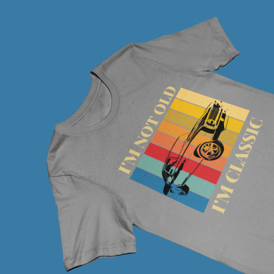 Grey Colored Vintage Car Unisex TShirt