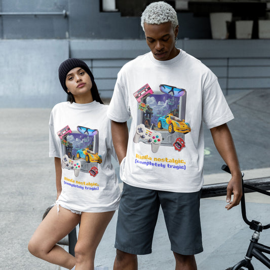 White Nostalgic Oversized T-Shirt | Childhood Y2K Style.