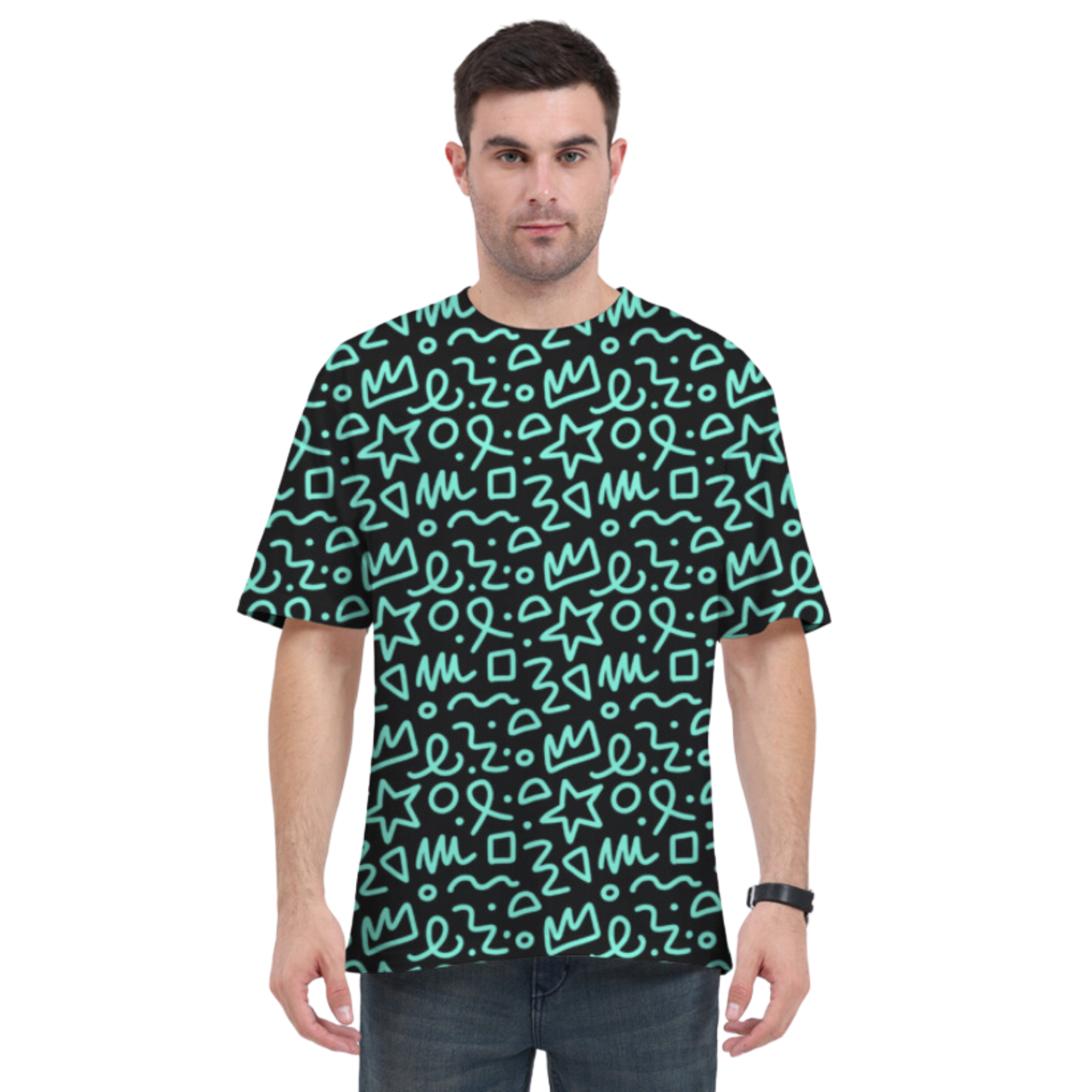 Neon Sketchy Design Oversized TShirt