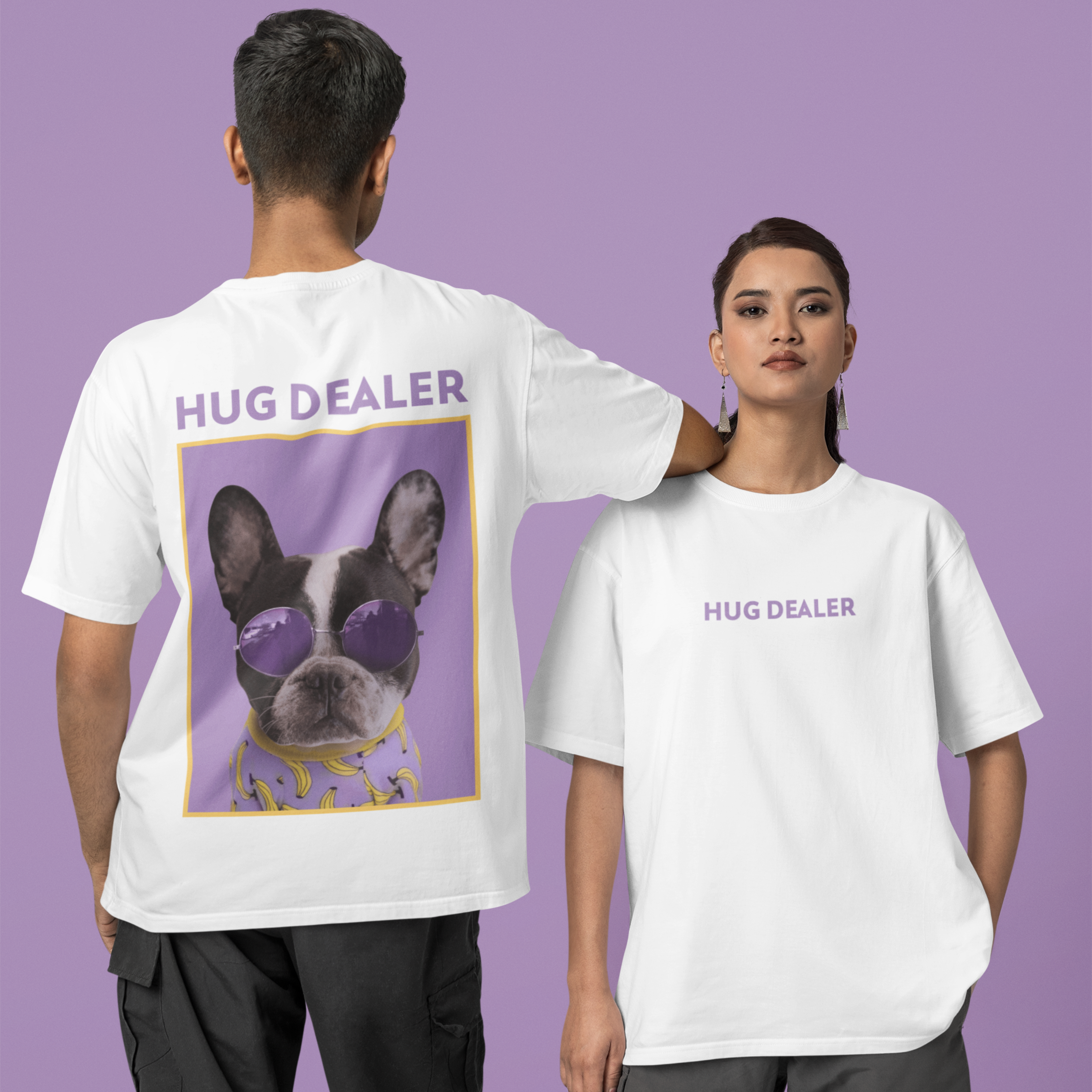 Hug Dealer Trendy Oversized TShirt | Hug Dealer Back and Front Print Oversized TShirt