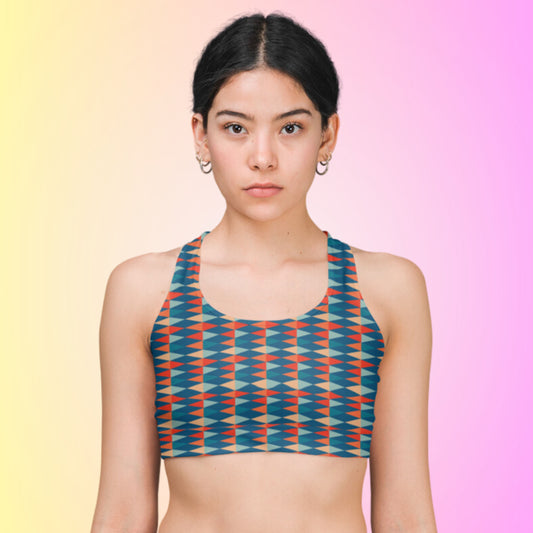 60s Vintage Design Sports Bra | AOP Sports Bra