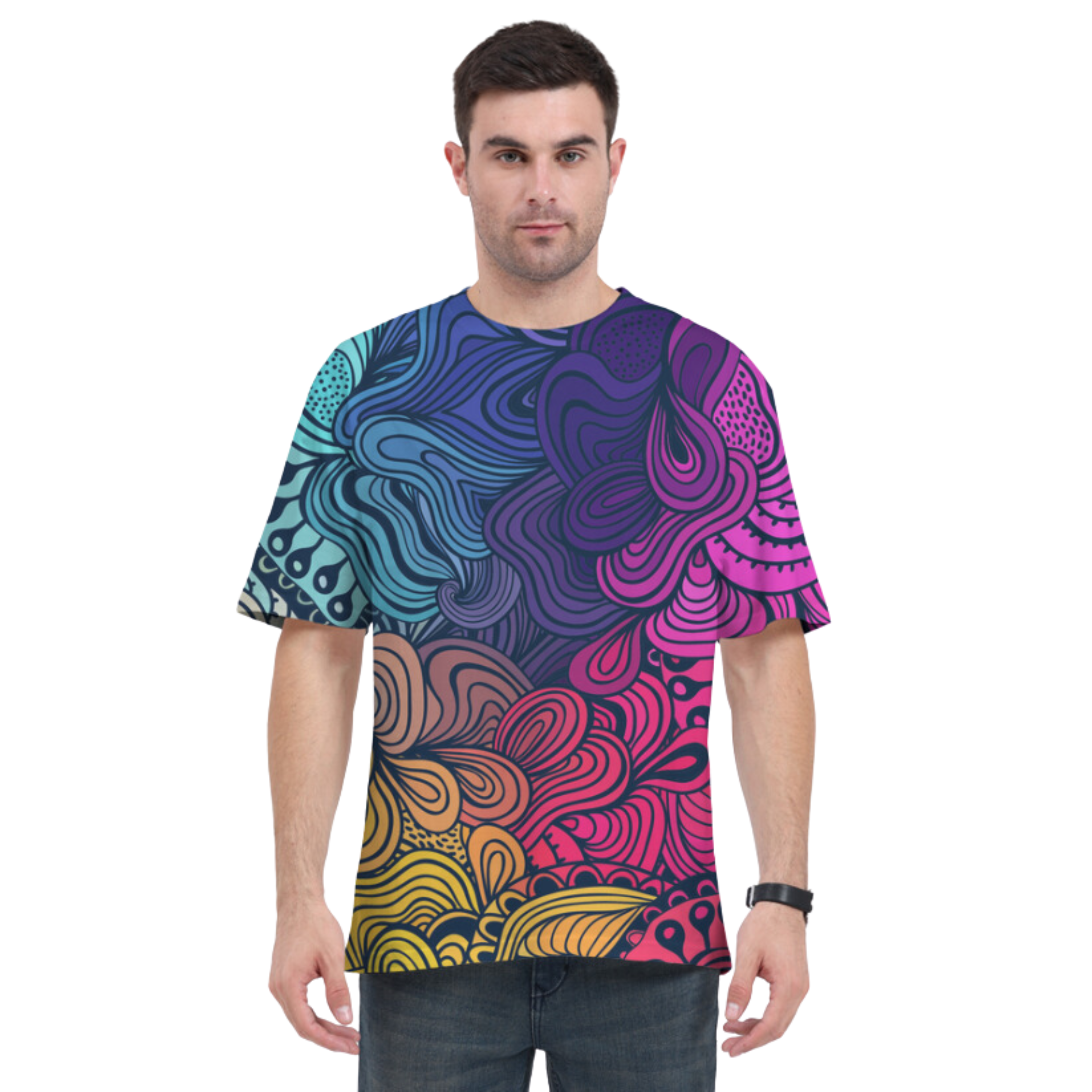 Abstract Flower Design Oversized TShirt