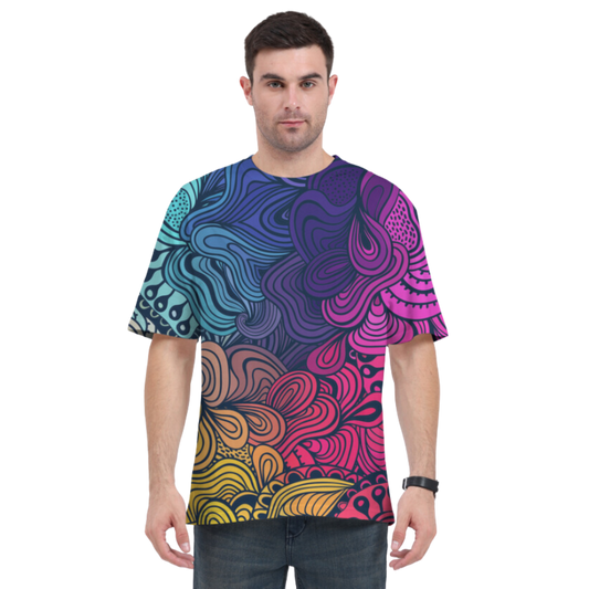Abstract Flower Design Oversized TShirt