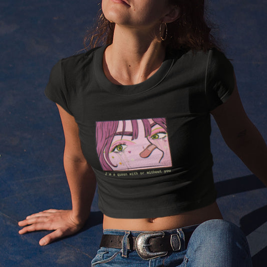 Black Women's Anime Crop Top | Queen Design.