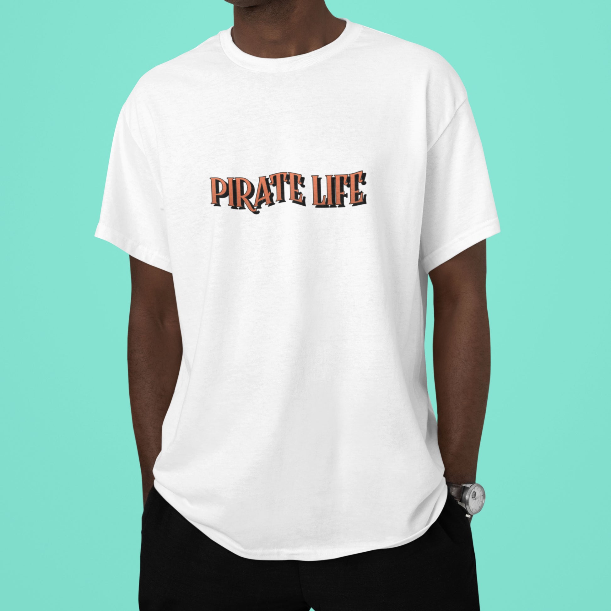 Front view of White Pirate Life Oversized T-Shirt featuring vibrant anime artwork.