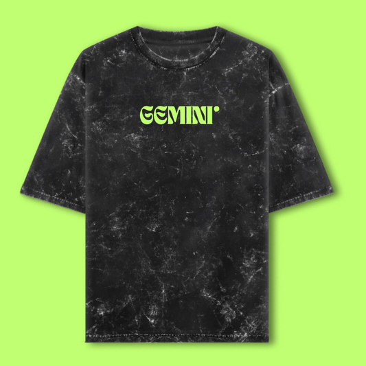Gemini Zodiac Text Tshirt | Zodiac Series Unisex Acid Washed TShirt