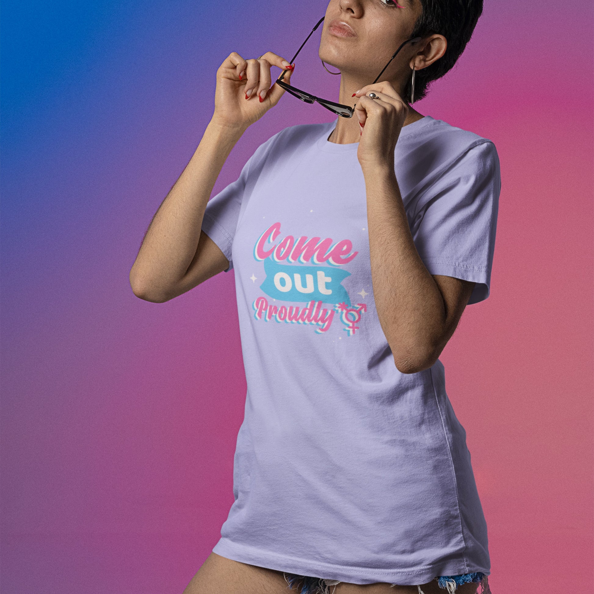 Lavender "Come Out Proudly" T-Shirt from the Pride Collection.