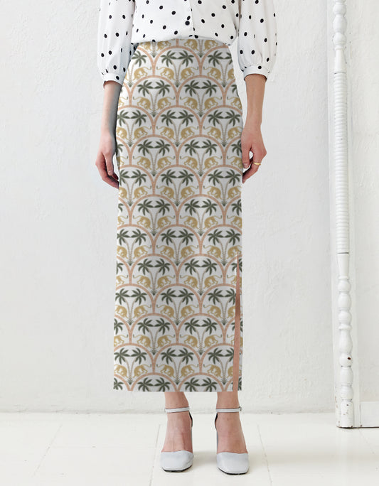 White Leopard Pencil Skirt | Tropical Clothing Series | Aathmasphere