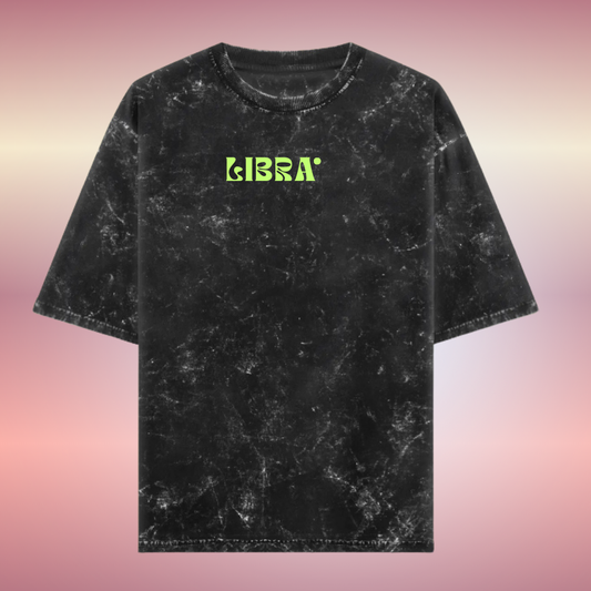 Libra Zodiac Text Tshirt | Zodiac Series Unisex Acid Washed TShirt