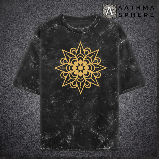Mandala Gold Acid Tshirt | Mandala Series Unisex Acid Washed