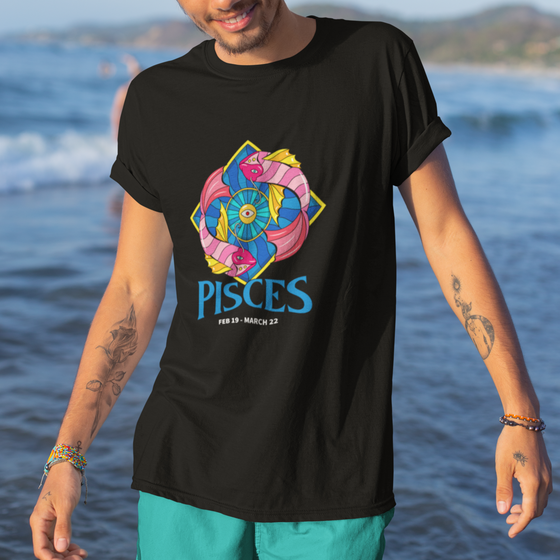 Men's Pisces Zodiac Tee - Black Edition