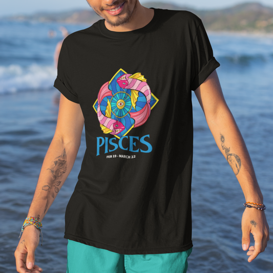 Men's Pisces Zodiac Tee - Black Edition