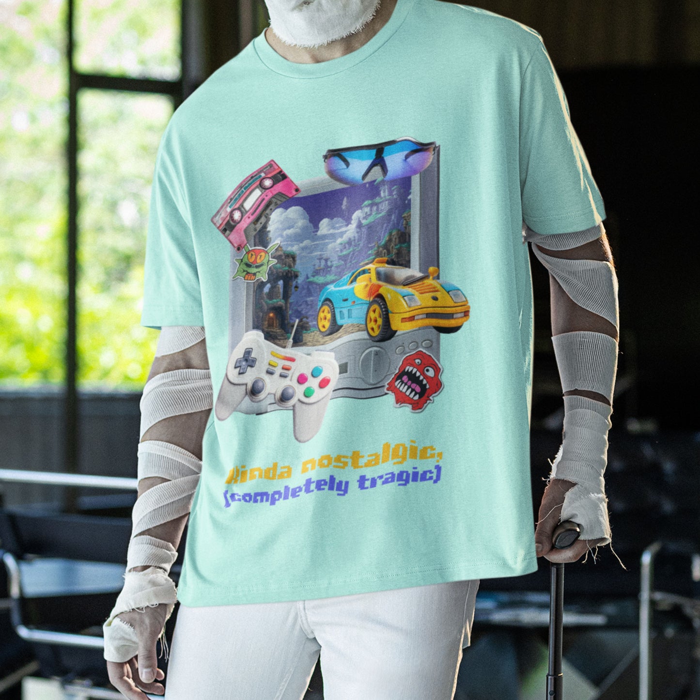 Mint Nostalgic Oversized T-Shirt | Childhood Y2K Style.
