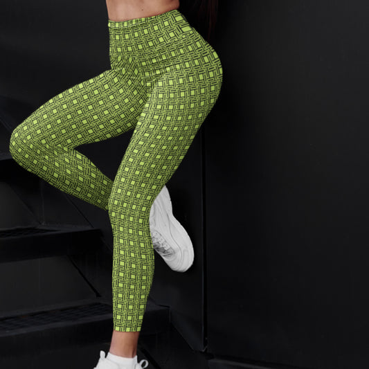Neon Pattern Print Leggings featuring a bold and eye-catching neon design, perfect for workouts or casual wear.