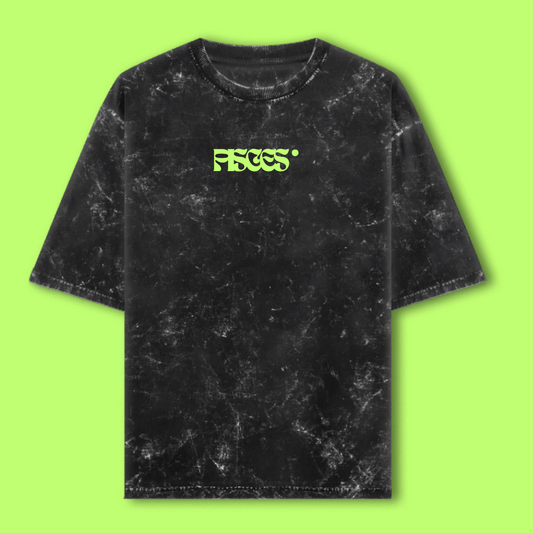 Pisces Zodiac Text Tshirt | Zodiac Series Unisex Acid Washed TShirt