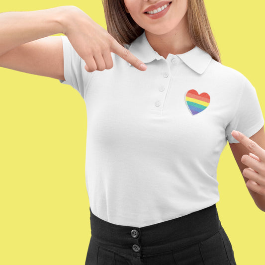 Pride Heart Polo T-shirt in White for Women