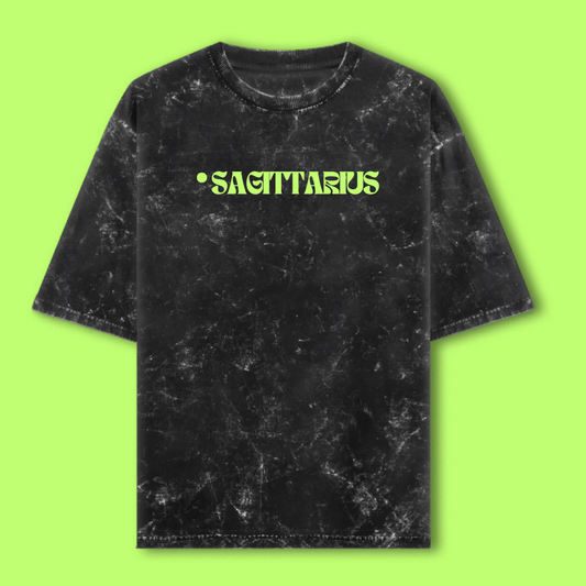 Sagittarius Zodiac Text Tshirt | Zodiac Series Unisex Acid Washed TShirt