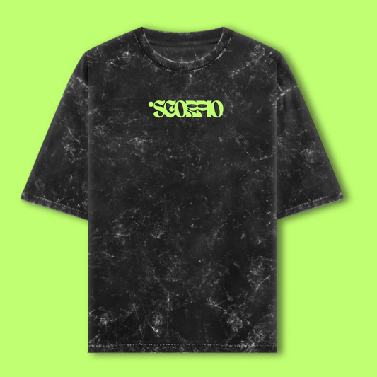 Scorpio Zodiac Text Tshirt | Zodiac Series Unisex Acid Washed TShirt