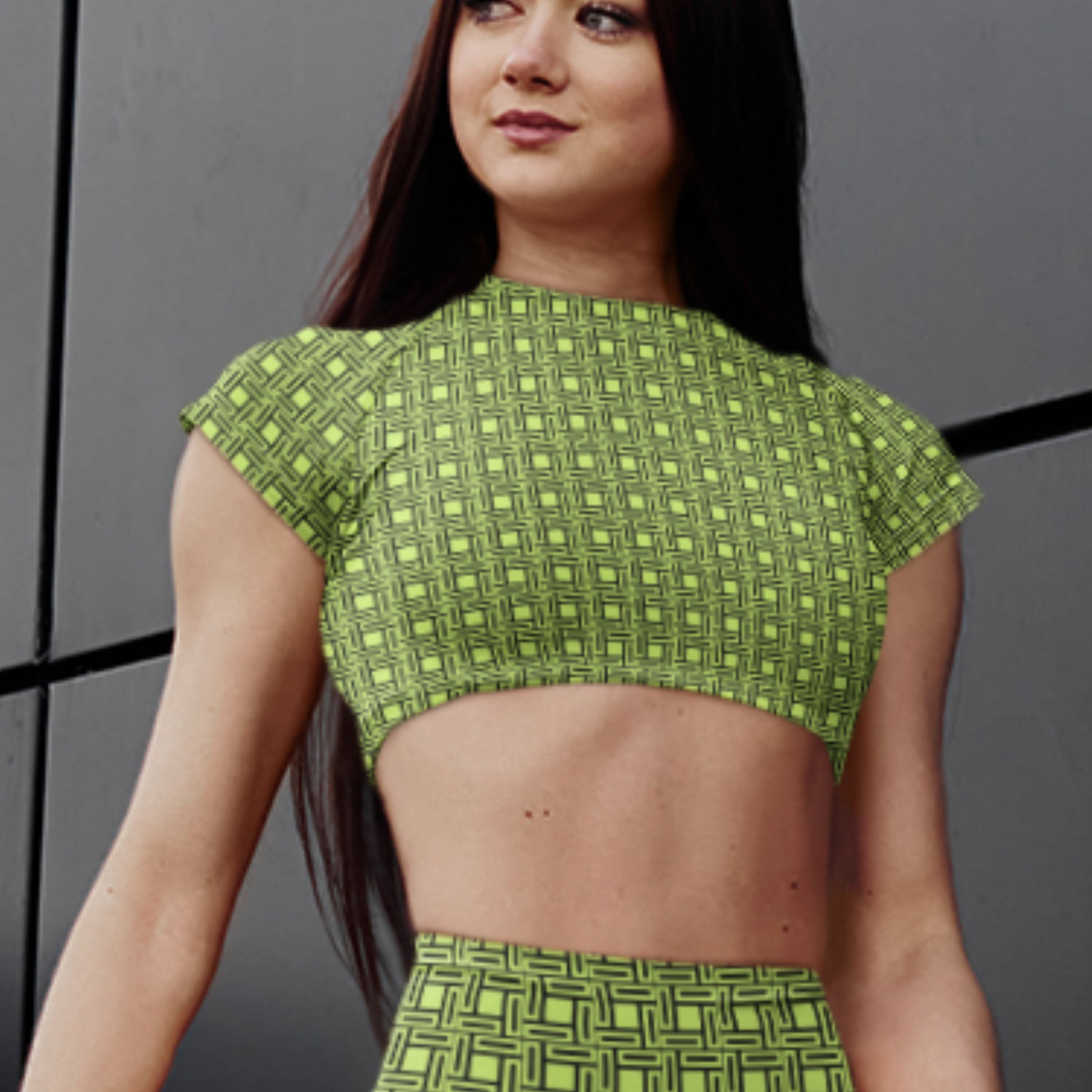 Stylish and comfortable Neon Women's Crop Top with a striking neon pattern design.