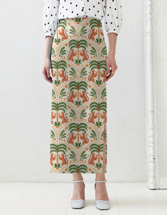 Twin Tiger Pencil Skirt | Tropical Clothing Series | Aathmasphere