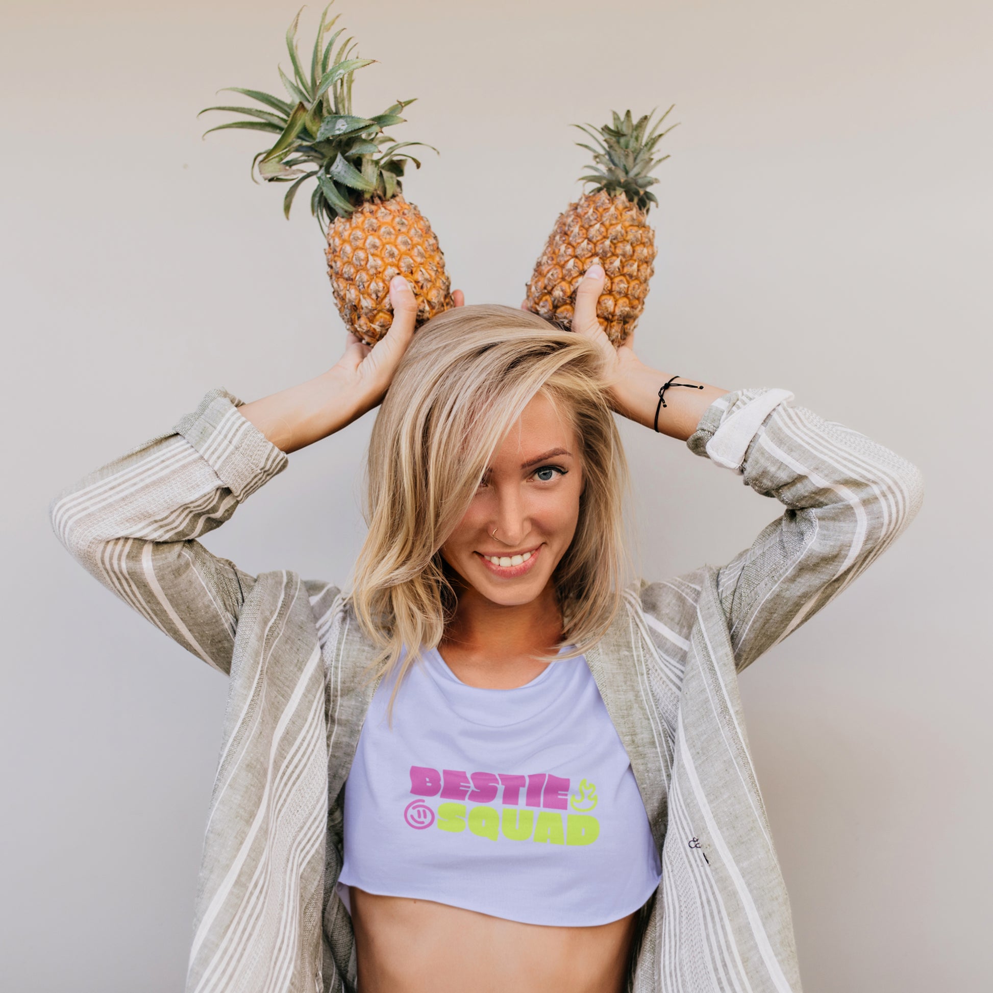 Trendy Lavender Crop Top: Bestie Squad Collection