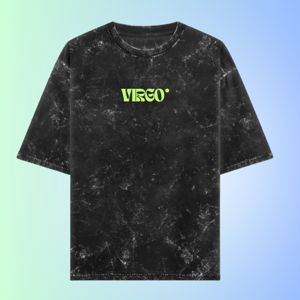 Virgo Zodiac Text Tshirt | Zodiac Series Unisex Acid Washed TShirt