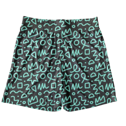Neon Sketchy Design AOP Shorts