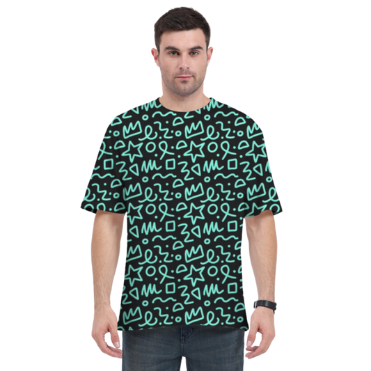 Neon Sketchy Design Oversized TShirt